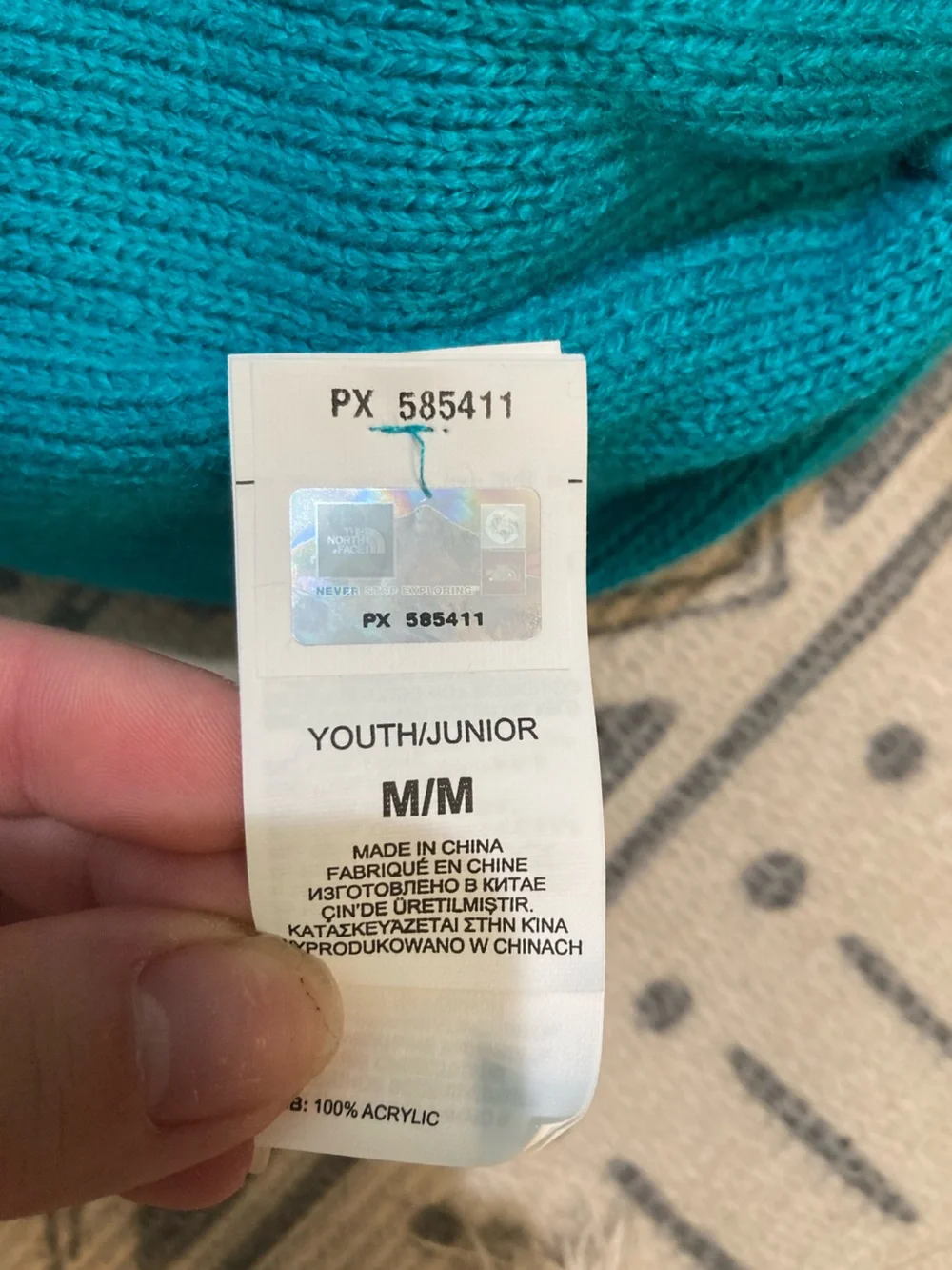 NWOT The North Face Youth Shinsky Reversible Beanie Teal/blue